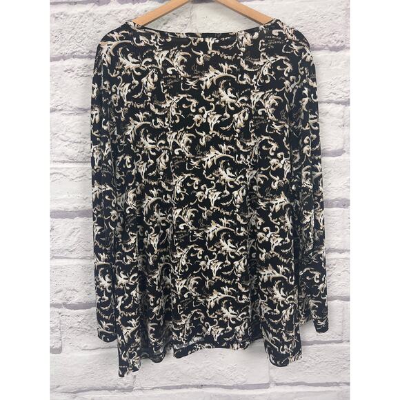 Dressbarn Women 3X Artsy Maximalist Boho Whimsigoth Abstract Ruffle Tunic Blouse - Picture 4 of 12